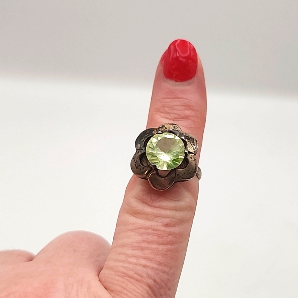 Vintage Sanchez 925 Silver Yellow Diamond Ring Size 6.5